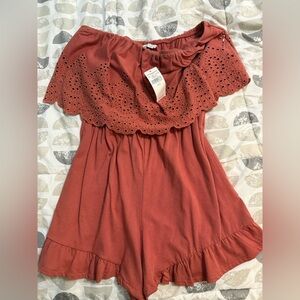 Rust Strapless Romper